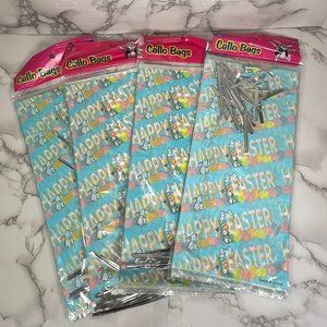 Lot of 4 Easter Bunny 25 Pk 5"x11" Cello Treat Bags Gift Bag Sacks Ties NEW